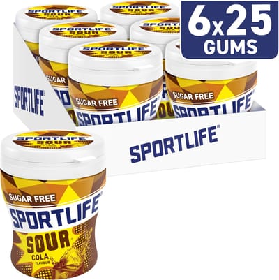Sportlife Kauwgom Sour Cola - kauwgom - suikervrij - 6x60g