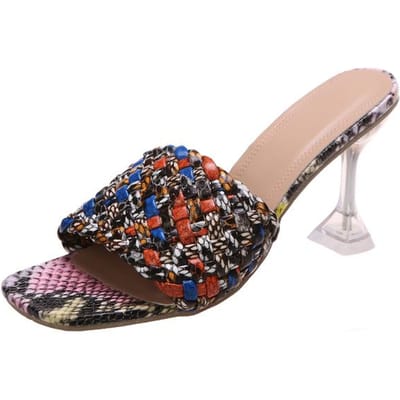 Mode Vreemde Stijl Hak Pvc Transparant Doorzichtig Dames Sandalen Peep Toe Zomer Nieuw Design Slippers Weefsel Buiten Dames Schoenen 41 zwart