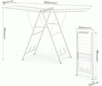 DailySupplies® Droogmolen met Voet voor Camping & Thuis - Wasrek Staand - Droogrek Inklapbaar - Wit