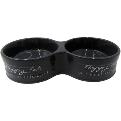 Eetkom keramiek - Feed Me Meow - voerbak Hond en kat - Zwart - 360 ml - 15 cm