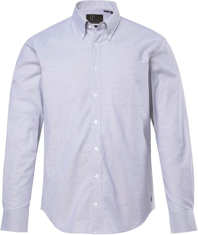 JP 1880 - Heren - Oxford-overhemd FLEXNAMIC® lange mouwen buttondown-kraag - Grijs - Maat 3XL