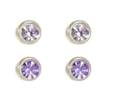 2 Paar oorbellen -allergievrij -Kendra -Wit en Paars 4mm- kunststof- Charme Bijoux