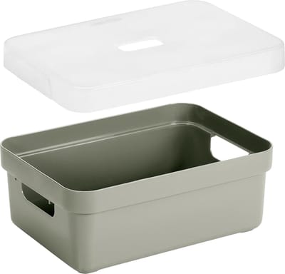 Sunware Opbergboxen met transparante deksel - 1x stuks - kastmanden - lichtgroen - 9 liter - kunststof - 35 x 25 x 12 cm - Opbergers