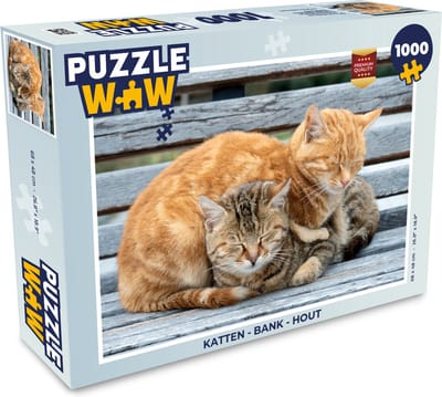 Puzzel Katten - Bank - Hout - Legpuzzel - Puzzel 1000 stukjes volwassenen