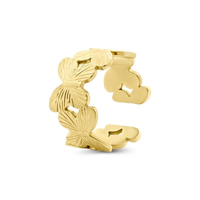 8CR-10064 – CO88 Collection – Open Ring met Vlinder – Goudkleurig - One - size