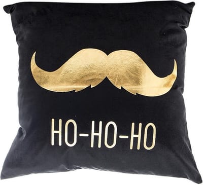 Without Lemon - Kerst Kussenhoes - Zwart met gouden Snor HO-HO-HO - Kerst kussen - Kerstdagen - Feestdagen - Kerst - Decoratie - Woondecoratie - Kussenslopen - December - Cadeau