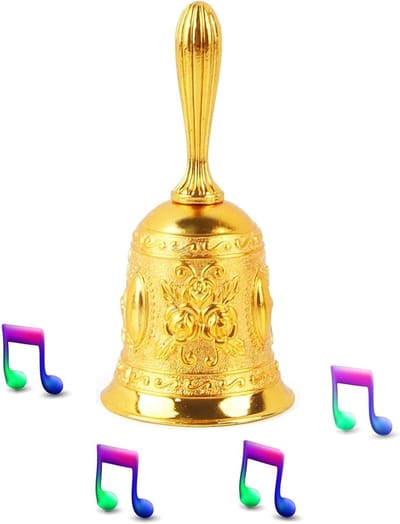 Handbel Goud - Dienstbel Bel - Service Meldingen - Zink Legering - 11.5 cm Hoog - Goud