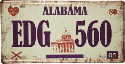 Wandbord - Kenteken plaat Alabama - Metalen wandbord - Mancave - Mancave decoratie - Metalen borden - Metal sign - Bar decoratie - Tekst bord - Wandborden – Bar - Wand Decoratie - Metalen bord - UV