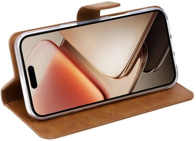 CaseBoutique Bookcase hoesje geschikt voor Oppo Reno14 F - Effen Bruin - Kunstleer