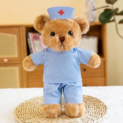 Creatieve witte jas beer pop dokter verpleegster uniform beer pluche speelgoed eenheid activiteit cadeau 30cm + gift bag + light string