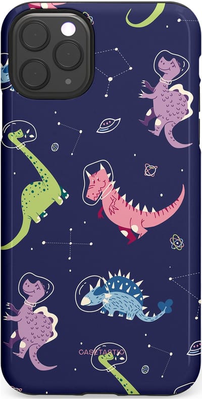Casetastic hoesje geschikt voor Apple iPhone 11 Pro Max - Dubbellaagse bescherming - Rex in de ruimte - Fashion Case - Donkerblauw Donkergrijs