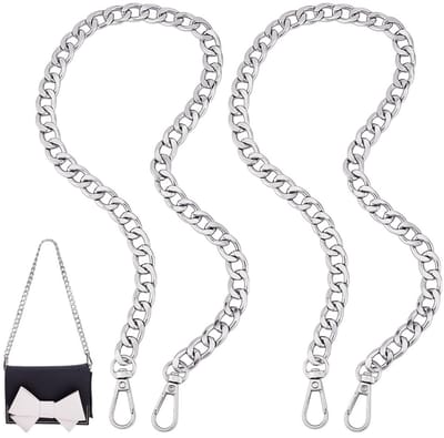 Dailygoods- Schoudertas Vervangende Handgreep - Ketting 60 cm - Edelstenen/Legering - Clips 2 Stuks - Elegant Uiterlijk - Geschikt voor Diverse Tassen - Handtas