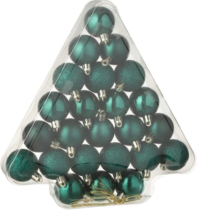 J-Line kerstbal - kunststof - groen - doos van 24