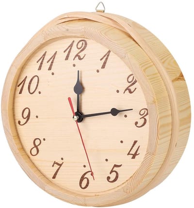 Dailygoods- Saunaklok Houten - Wandklok 60 cm - Decoratief Ornament - Elegant Design - Grote Cijfers - Thuisgebruik