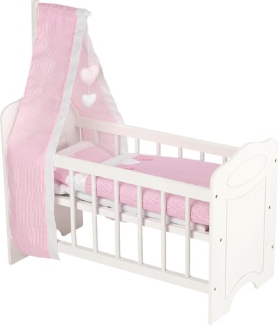 Poppenbed Meubels - Poppenhuis Accessoires - Spelen met Poppen - Inclusief Beddengoed - Schaal 1:12 - Wit Roze