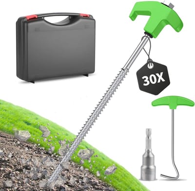 30 Stuks Stalen Tentstokken met Doos - 25 cm Grondpinns voor Hardere Bodems en Kamperen