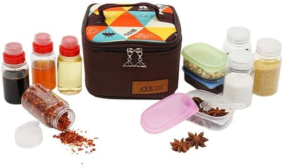 Dailygoody - 10-delige kruidenpotjes set - Perfect voor kamperen - Inclusief draagtas - Handig voor vloeistoffen en poeders - Geschikt voor bui...
