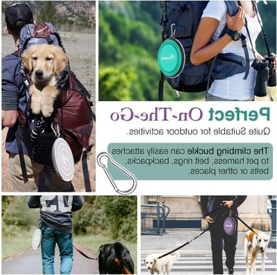 Vouwbare Hondenkom Set van 2, 450 ml, Draagbare Siliconen Drinkbak met Deksel en Karabijnhaak voor Honden en Katten, Ideaal voor Wandelen en Reizen in Turquoise en Paars