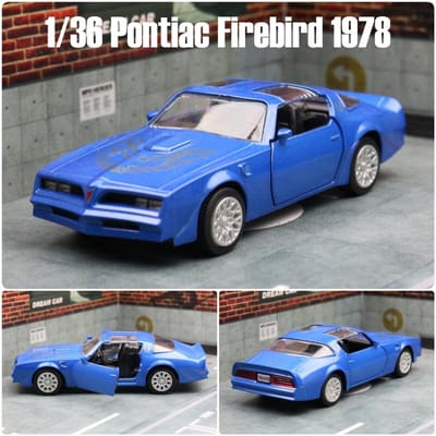 1/36 Pontiac Firebird Klassiek Speelgoedauto Model Voor Kinderen Rmz City Diecast Legering Miniatuur Pull Back Collectie Cadeau Voor Jongen blue