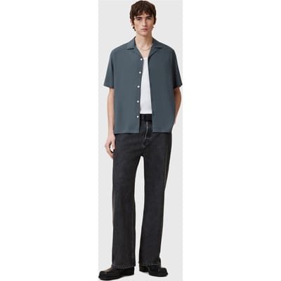 AllSaints Venice Ss Shirt Rain Grey Maat: XL | Casual Overhemden Outlet | Heren | Grijs