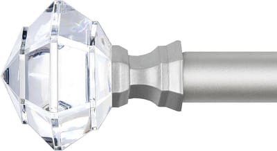 JGS Premium - Uitschuifbare Zilveren Gordijnroede 80-365 cm - Decoratieve gordijnroede voor slaapkamer en woonkamer met inslagringen en acryl diamanten - Luxe raamdecoratie - Cadeau voor huisinrichting - Elegante gordijnrail
