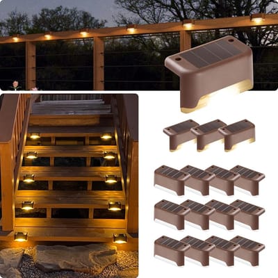 16 Stuks - LED Wandlampjes op Zonne Energie - Solar Tuinverlichting - Tuinverlichting op Zonne Energie - Tuinverlichting - Tuinverlichting op Zonneenergie - Buitenlamp - Buitenverlichting Wandlamp - Kerst