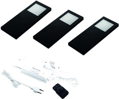 Hera Slim Pad F Led set van 3 spots met dimmer onderbouw 24V/15W zwart LVSET3SPFDZ