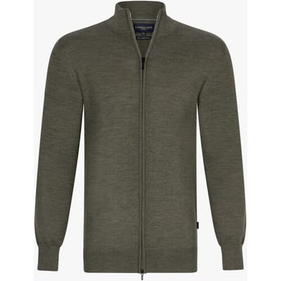 Cavallaro Napoli Vest Saronno Full Zip Mélange Merino Midden Groen / male