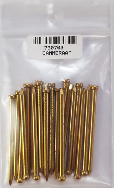 Messing nagel – spijker – verzonken kop – 2,7x50 mm – decoratief bevestigingsmateriaal – 50 gram