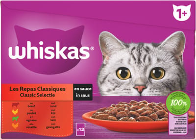 4x Whiskas Classic Selectie Adult in Saus Multipack 12 x 85 gr