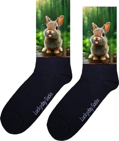 Konijn - verjaardags cadeau - Print sokken - Leuke sokken - Verjaardag - Moederdag - Vaderdag - Valentijn - Sokken Voor hem - Sokken Voor haar - Kerst sokken - Grappige sokken - Vrolijke sokken - Sokken waar je vrolijk van wordt - Maat 37-44