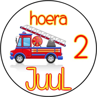 20x Brandweer Stickers Met Naam Leeftijd - Traktatiestickers - Verjaardag Brandweer - Gepersonaliseerd - Sluitstickers - Kinderfeest Traktatie - Uitdelen - Uitdeeltraktatie - Wensetiket - Rond - 40mm - Glossy sticker