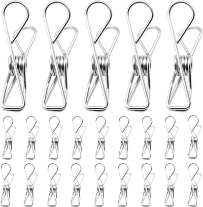 60 stuks - Knijpers - Wasknijpers - Kledinghaken - 58*14 mm - RVS - zilver - Kaartknijpers - Fotoknijpers - Voor Kleding, Sokken En Keuken - Voor Thuis En Kantoor