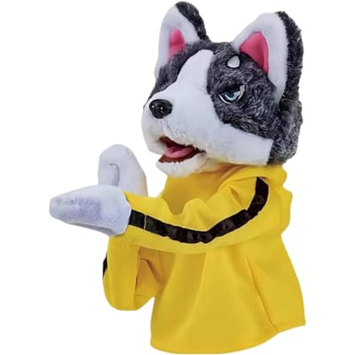 Kung Fu Dier Husky Handschoenen Hond Interactief Hand Boksen Pop Vinger Gevecht Geluid Pluche Pop Kind Speelgoed Verjaardagscadeau 1/2 Stuks OneSize black