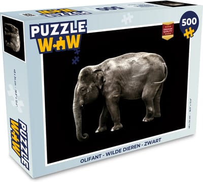 Puzzel Olifant - Wilde dieren - Zwart - Legpuzzel - Puzzel 500 stukjes
