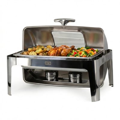 HCB® - HCB Chafing dish - rolltop - 1/1 GN - kijkglas - 9 liter - RVS / INOX - 3 kg - 3479