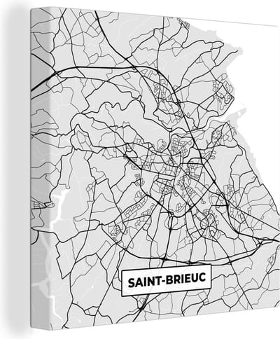 Canvas Schilderij Frankrijk – Plattegrond – Kaart – Saint-Brieuc – Stadskaart - 20x20 cm - Wanddecoratie