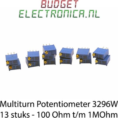 Potentiometer Multiturn – 13 stuks – 10 Ohm t/m 1M Ohm – Breadboard – Arduino – Raspberry