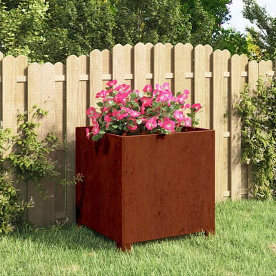vidaXL - Plantenbak - met - poten - roestig - 40x40x40 - cm - cortenstaal