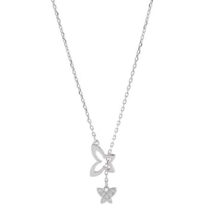 925 Sterling Zilver Knipperende Diamant Vlinder Kwastje Ketting Vrouwelijke Holle Sleutelbeenketting Eenvoudige Temperament Sieraden Cadeau 40cm white