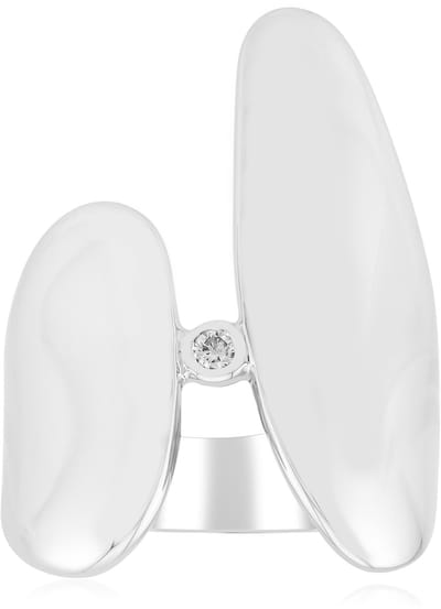 Cavill - Elegante Zilveren Ring met I1 G Diamant 0,024 ct - 925 Sterling Zilver Rhodium - Ronde Briljant Bezel Zetting - Tijdloze Design Ring Dames