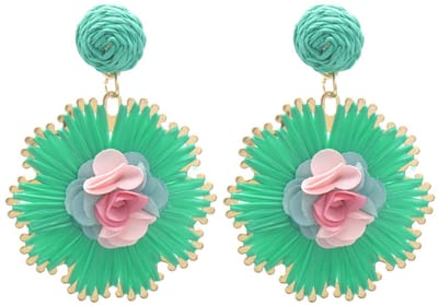 Oorbellen Bloemen – Kunststof – 6x4.5cm – Blauw