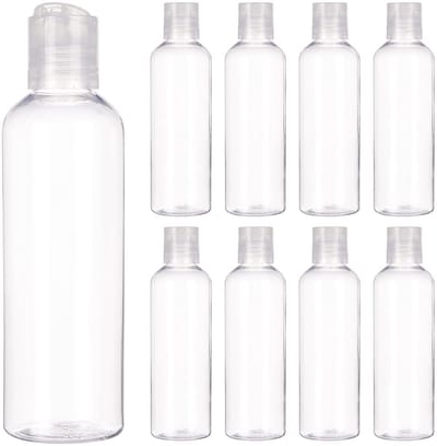 Dailygoods- Plastic Containers 200 ml - 8 Stuks - Transparant - Herbruikbaar - Veilig PET-kunststof - Draagbaar en Lekvrij - Fles