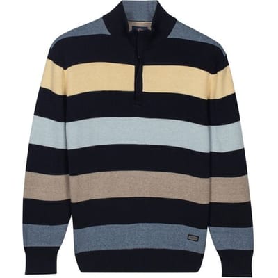 Baileys Trui Half Zip Knit Two-Tone Multi Stripe Maisgeel / male