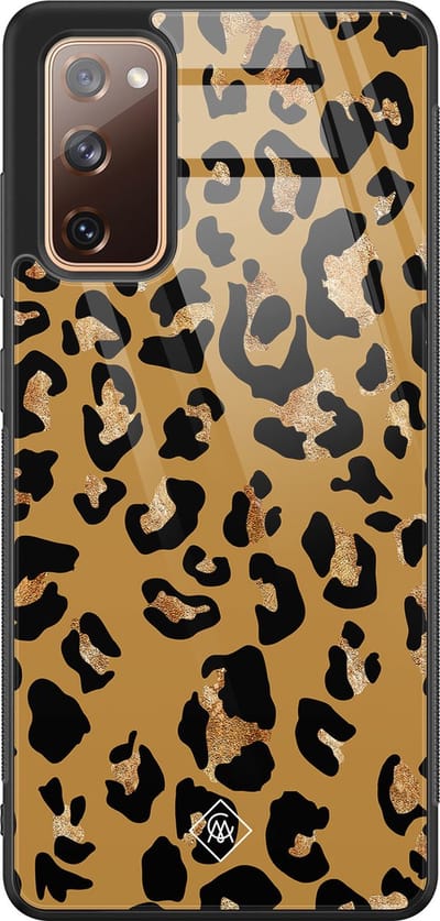 Casimoda® hoesje - Geschikt voor Samsung Galaxy S20 FE - Jungle Wildcat - Luxe Hard Case Zwart - Backcover telefoonhoesje - Bruin/beige