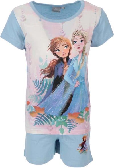 Disney Frozen - Shortama - Korte broek en shirt - blauw - Anna en Elsa - pyjama - maat 98