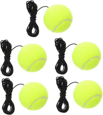 Tennis Trainingsapparaat - Oefenbal met Touw - Tennis Vaardigheden Oefenen - Zelfstandige Training - 5 Stuks - Lichtgroen