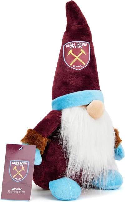 West Ham FC Gonk Kabouter (33 cm groot) – Officieel gelicenseerde voetbal-pluche softtoy van de Hammers, geweldig kerstcadeau voor volwassenen en kinderen.