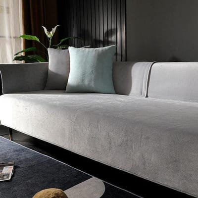 Pluche bankkussen in effen kleur, antislip bankkussen, universeel voor vier seizoenen, bankhanddoek, stoelhoes, meubelstofdicht en beschermend 30x50 Pillowcase1 grijs