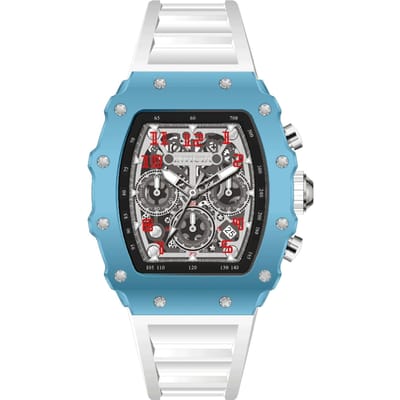 INVICTA Racing 69695 Herenhorloge - Quartz Uurwerk - Acryl met Zilveren Wijzerplaat - 43 mm